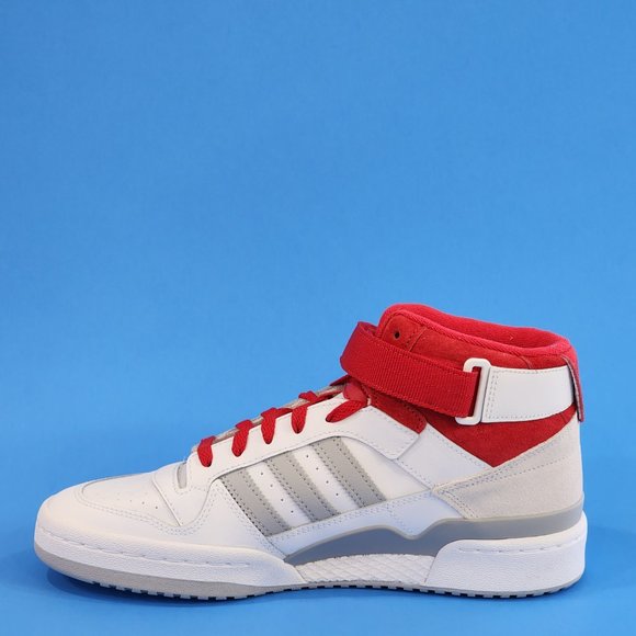 Adidas Forum Mid White/Scarlet Red/Grey Men's Athletic Sneakers FY6819 NWT - Picture 3 of 6